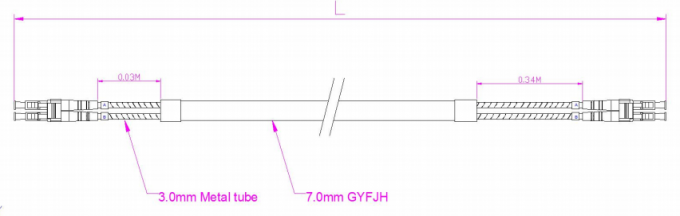 Outdoor Protected Branch Patchcord LC-LC GYFJH 7.0mm LSZH Black 2Core Connector Type -20C～ 70C Operating Temperature 0